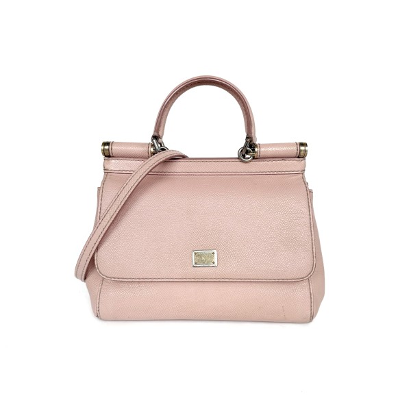 Dolce & Gabbana Sicily Grainy Leather Top Handle Crossbody Bag